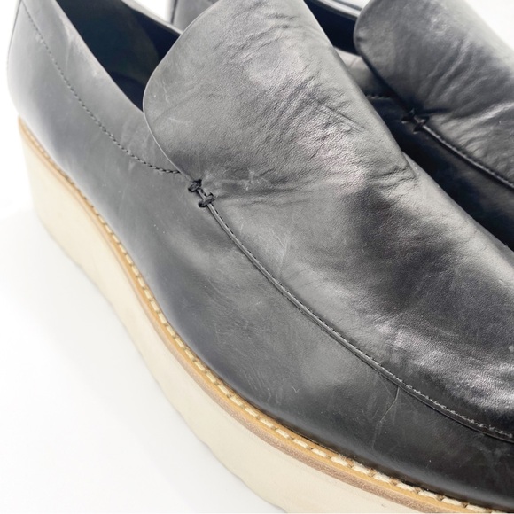Vince Zeta Platform Shoes Leather Platform Loafers Shoes Black 10M - Picture 5 of 10